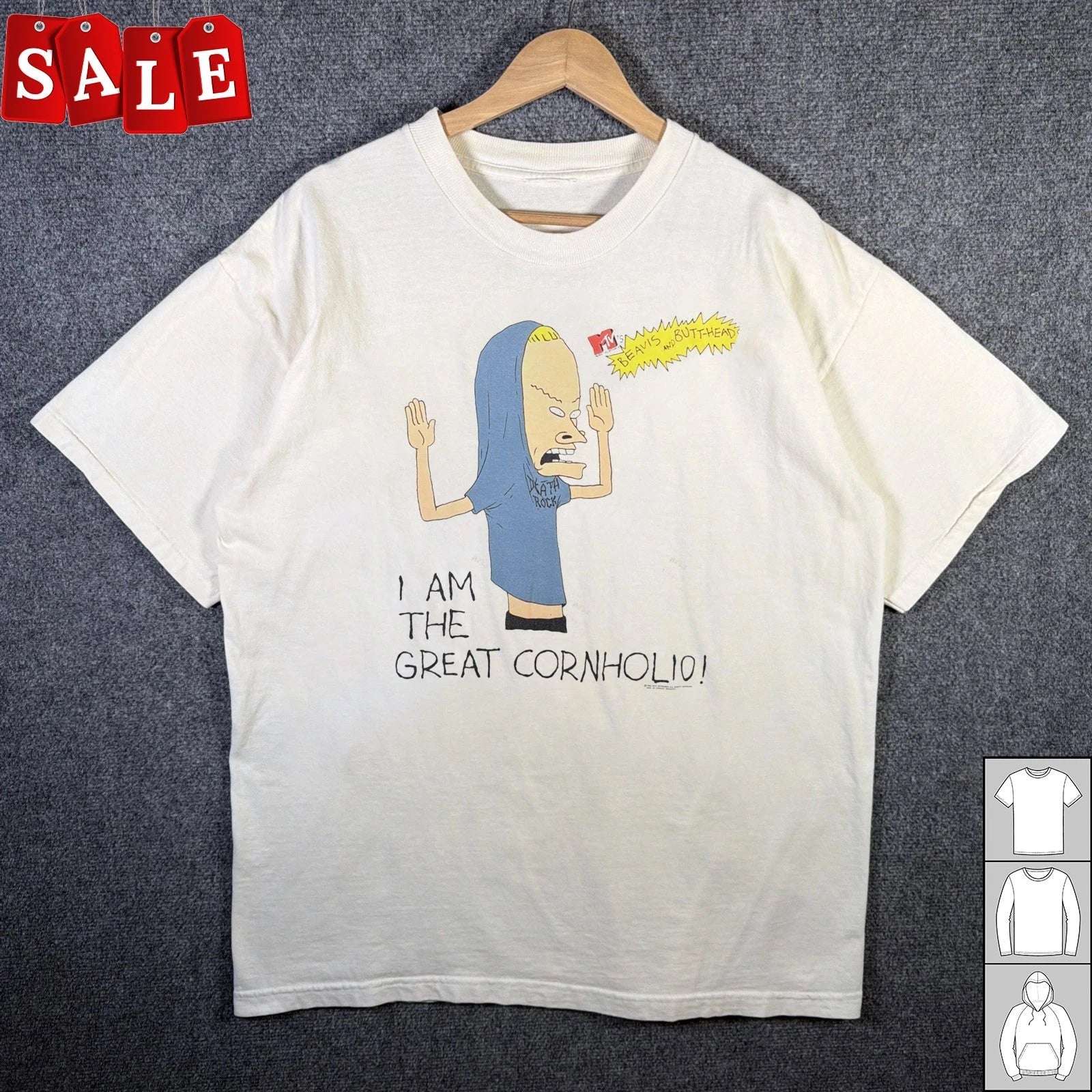 New Beavis And Butthead Mens White 90s Cornholio MTV Desantis USA   Shirt RM461