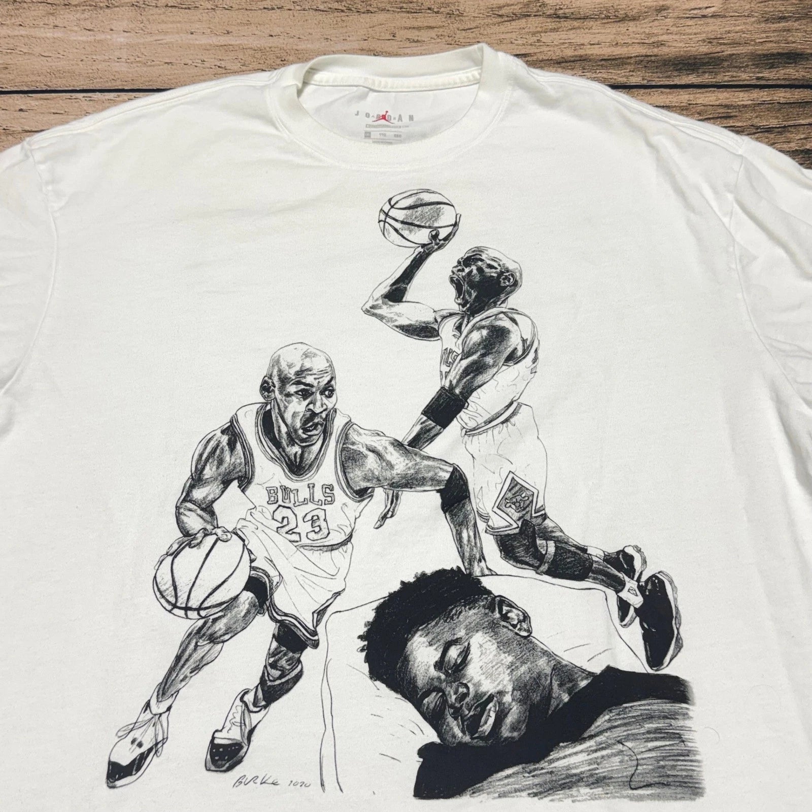 Jordan Off-White T-Shirt Mens XXL White Hoop Heroes Philip Burke DB4300-100