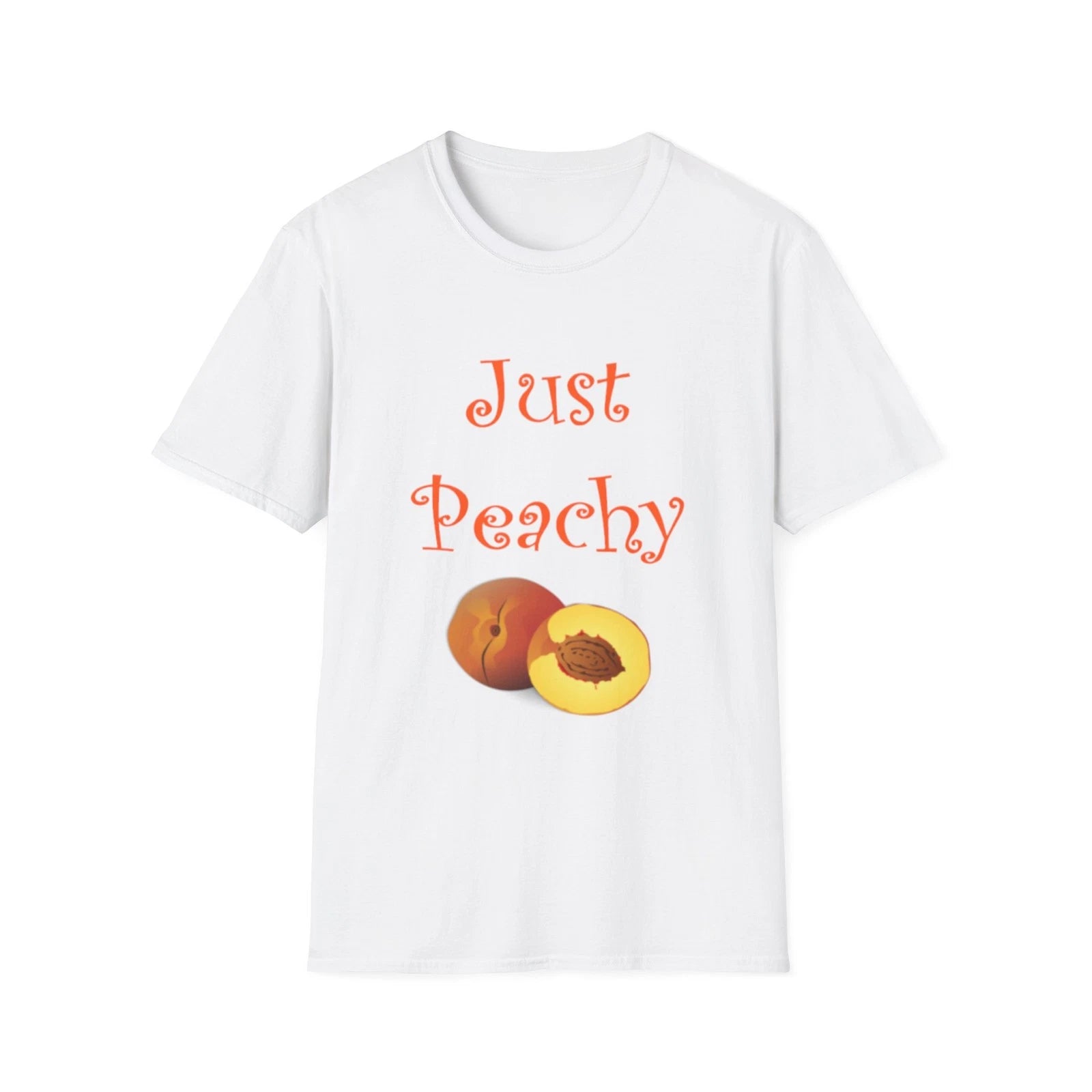 Just Peachy Cool funny Quote Peach Fruit White T-Shirt Gift Tee