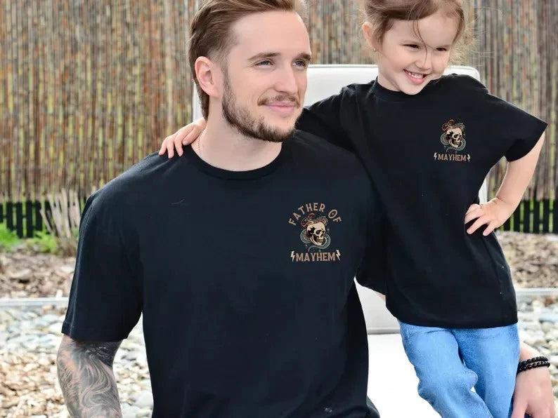 Father Of Mayhem T-Shirt, Dad Matching Kids, Cool Dad Gift, Dad of Girl, Father