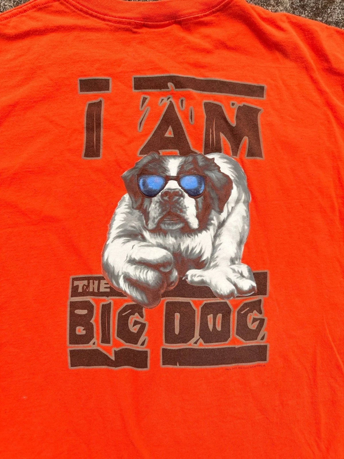 Vintage 2000 Big Dogs I Am The Big Dog Graphic T-Shirt Orange