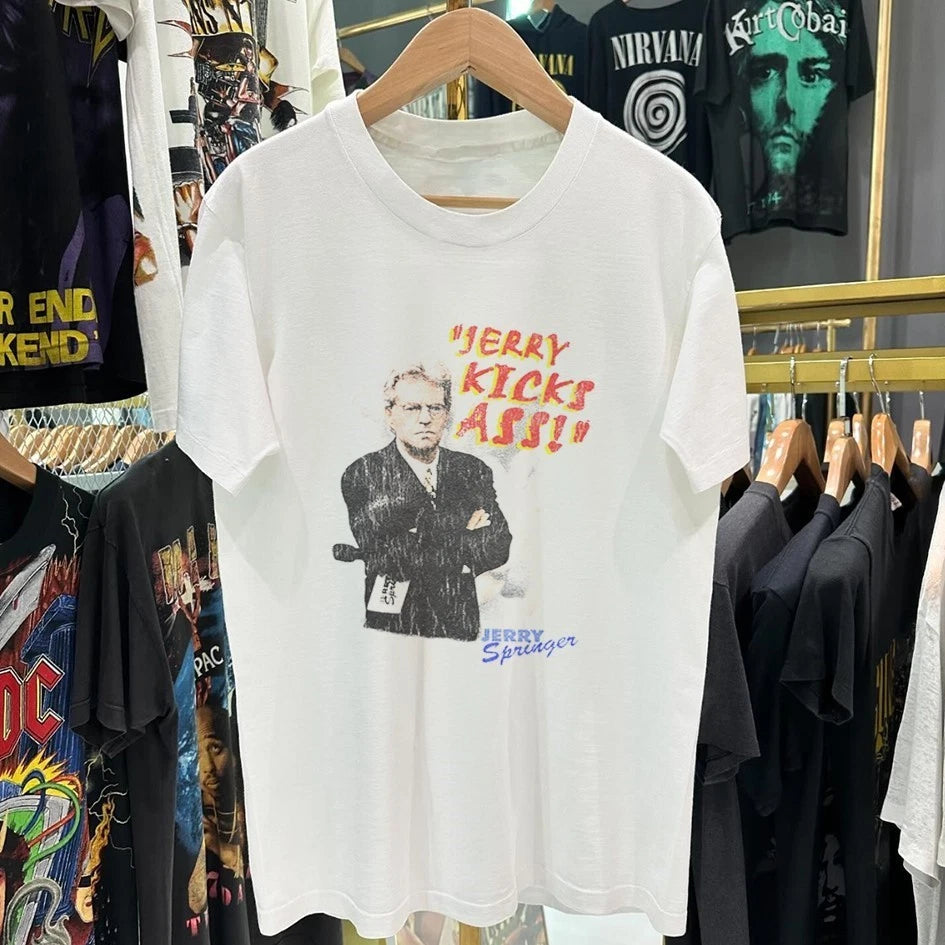 90's Jerry Kicks Ass Washed White T-Shirt L