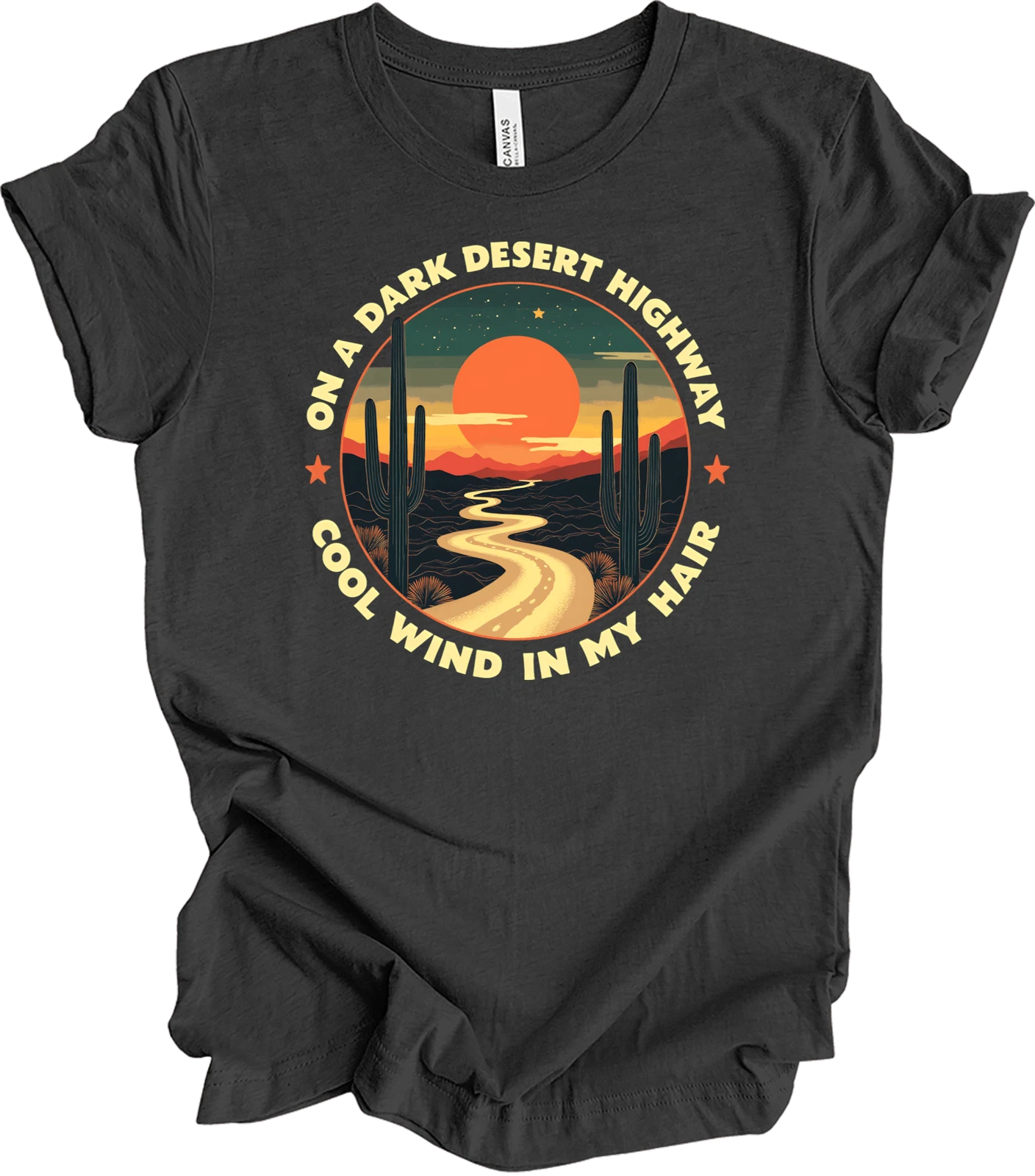 Dark Desert Highway Adventure Tee Retro Nature Graphic Road Trip Shirt T-shirt