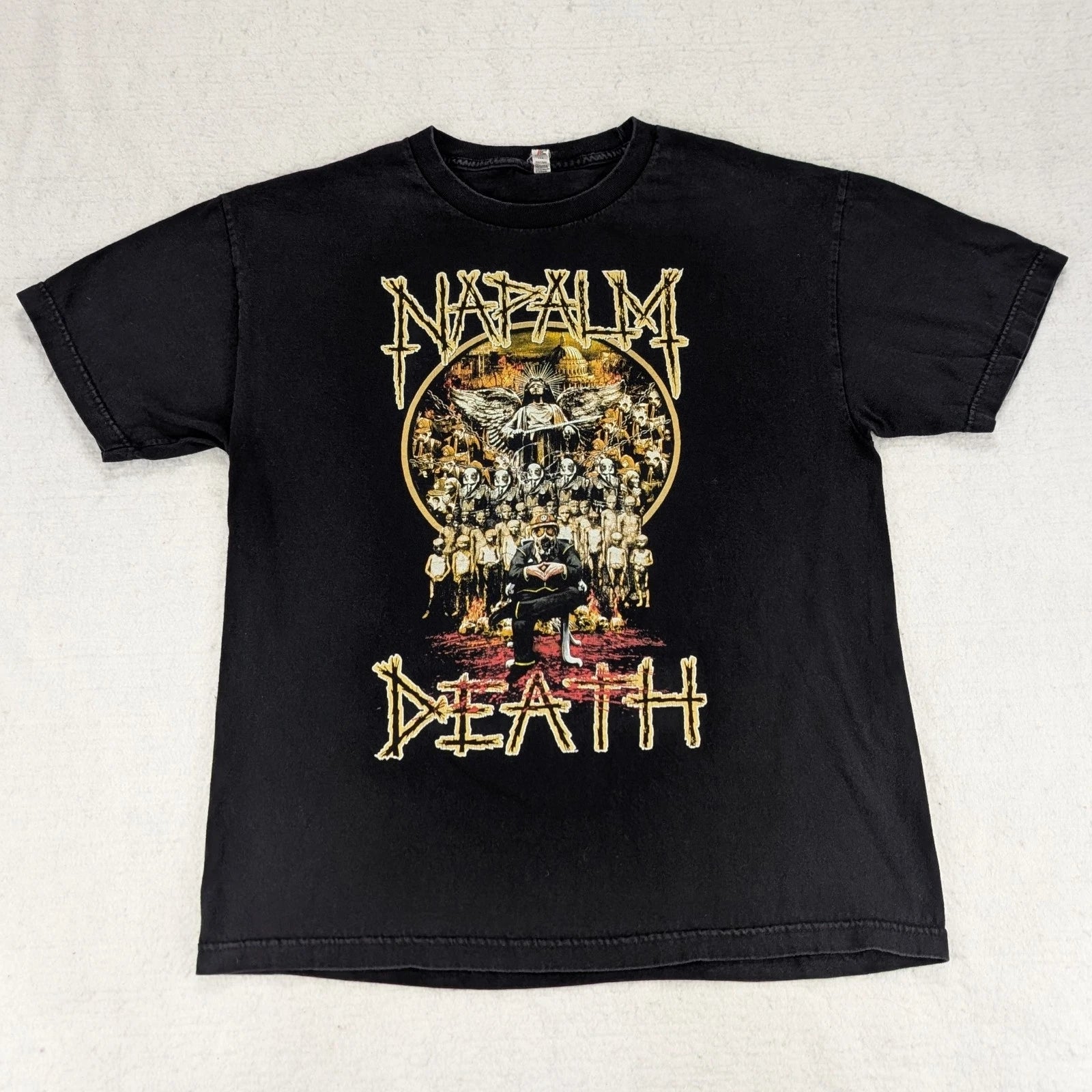 Vtg Napalm Death T-Shirt Men's Large Black Grindcore Punk Metal Band Graphic Y2K