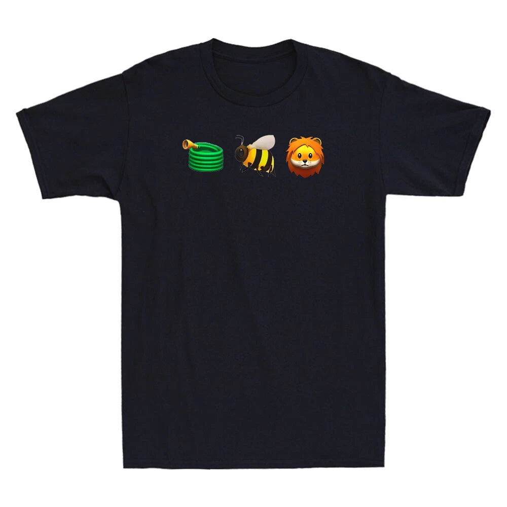 Hose Bee Lion Honeycomb Icon Funny Cartoon Meme Vintage Men's T-Shirt Cotton Tee