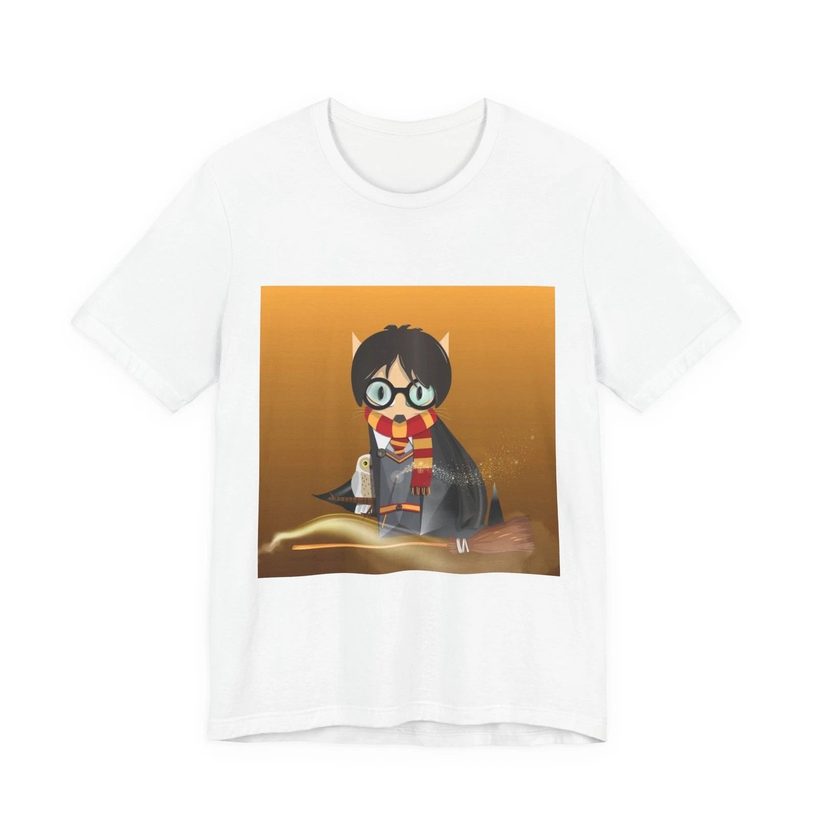 Wizard School Cat boy Tee, Cute Magic Kitten Illustration Shirt