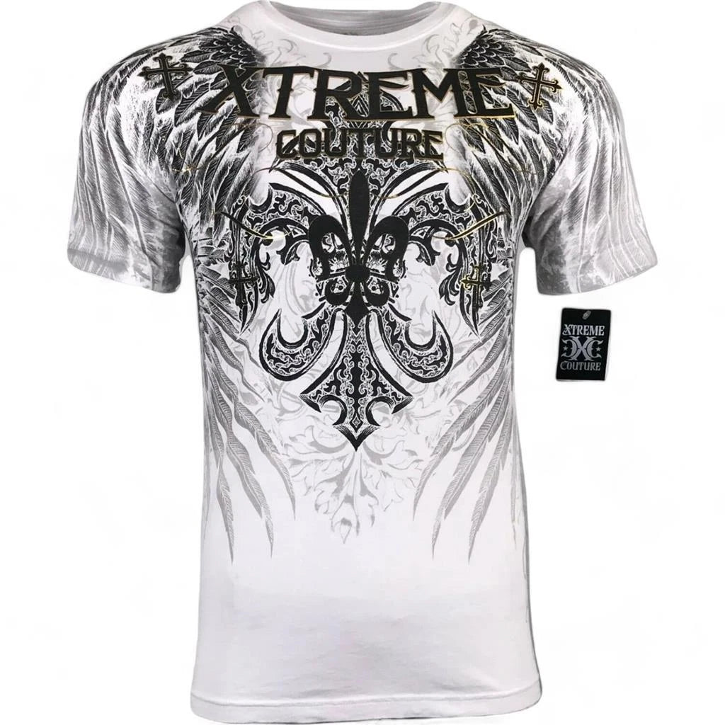 New Xtreme Couture by Affliction Men's Remembrance White Biker T-Shirt Tee S-4XL