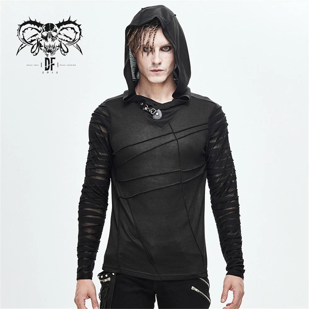 Devil Fashion Gothic Black Rock Tops Men Punk T-Shirt Long Sleeve Hoodie Tee