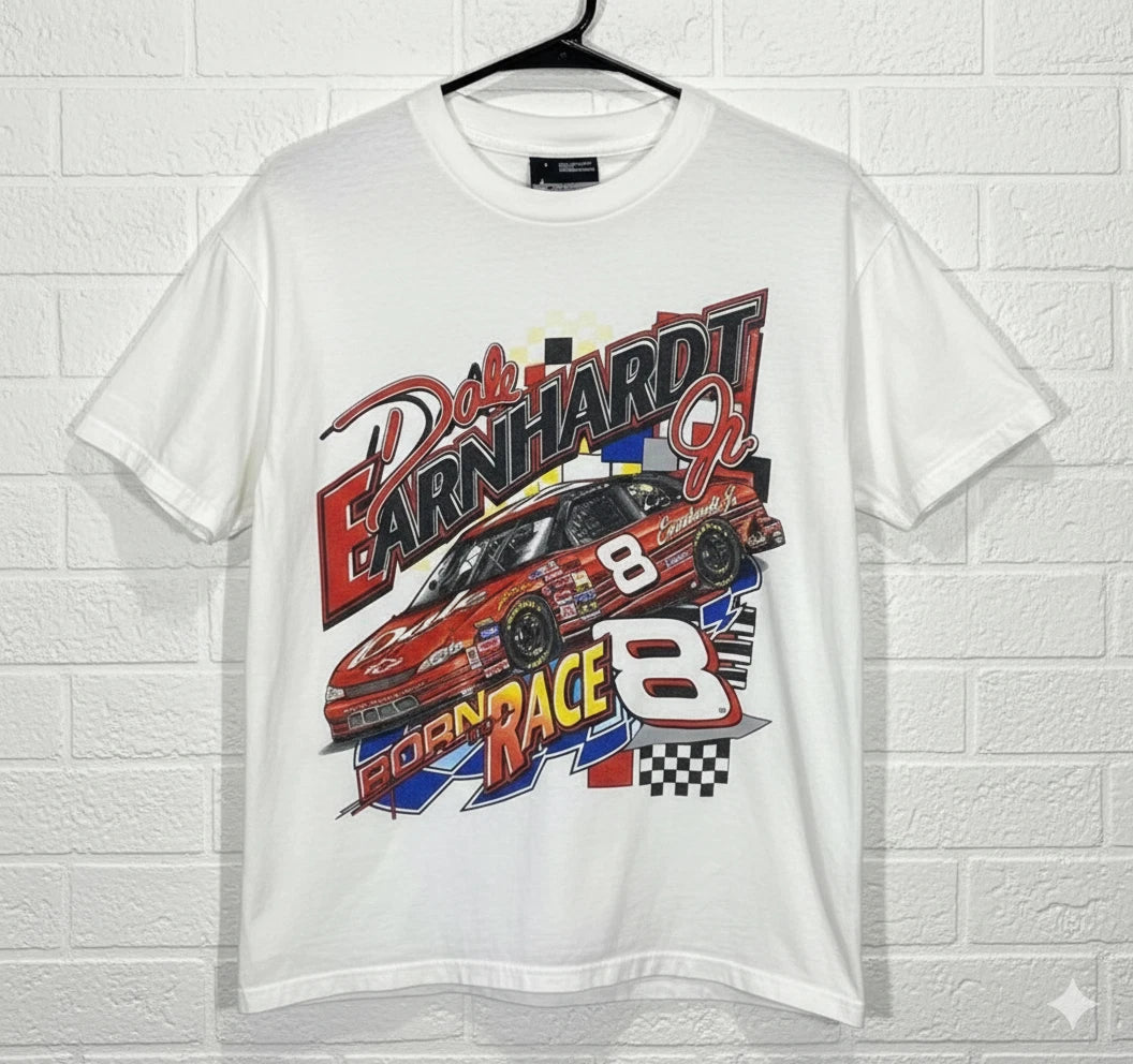 Dale Earnhardt Jr. #8 Born to Race NASCAR Graphic T-Shirt White - T705