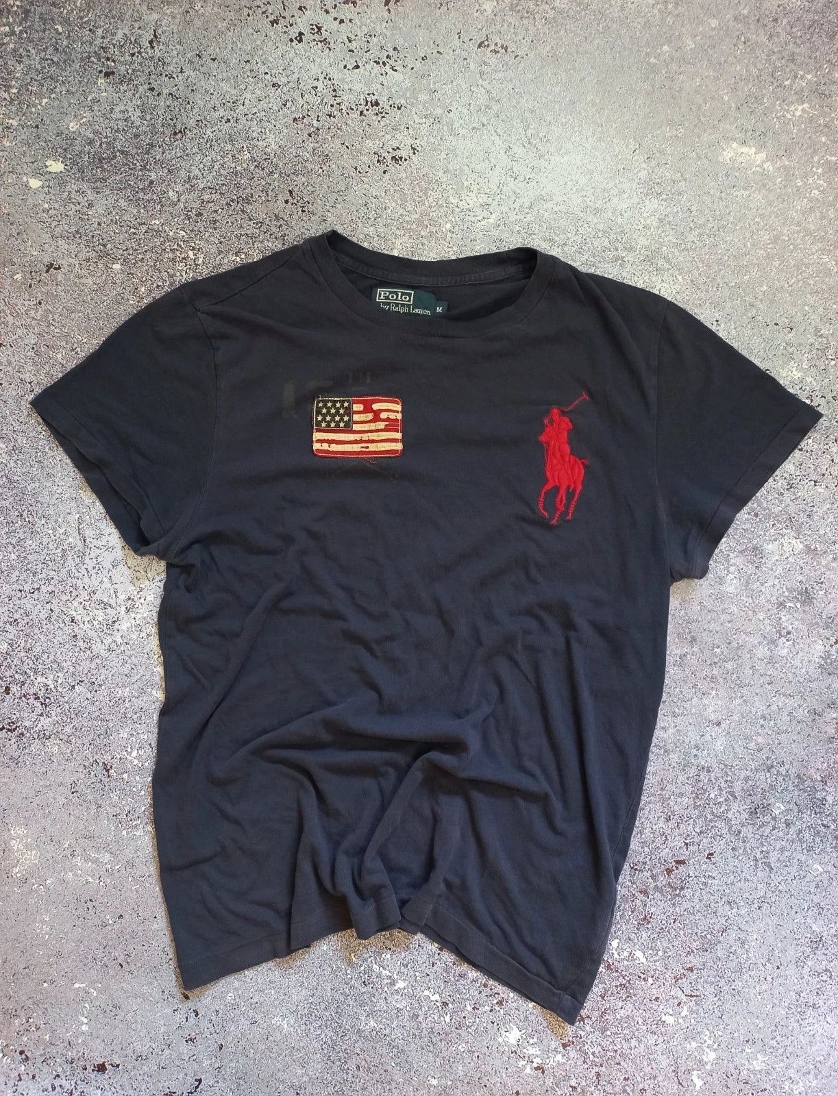 Vintage 00s Ralph Lauren Polo T-Shirt Big Logo USA Patch M