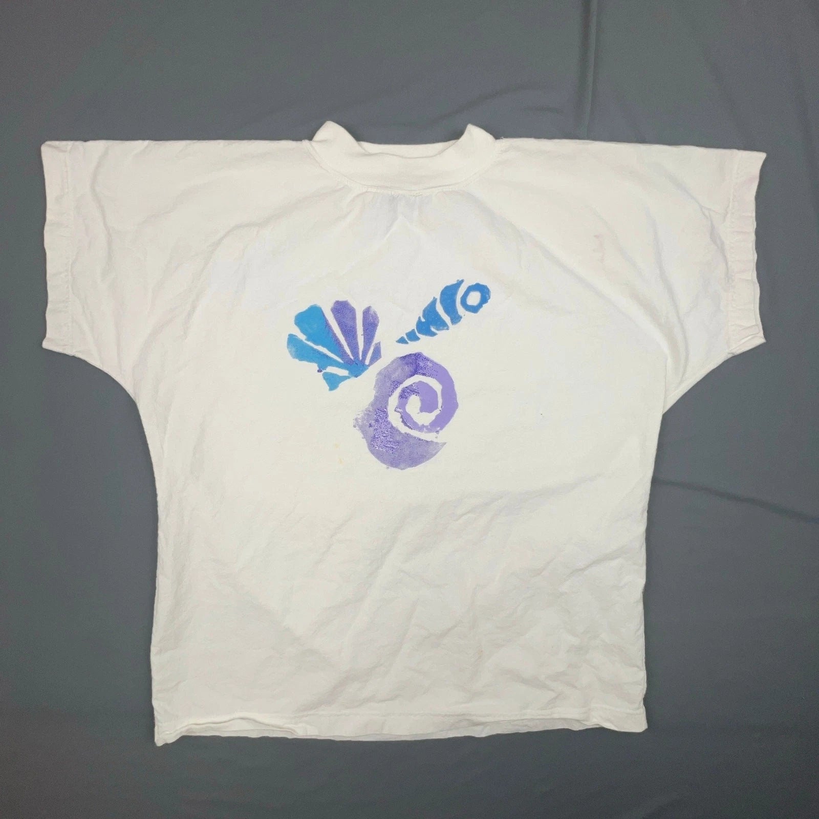 Vintage Seashell Graphic Tee Medium 90s SK Sport USA Coastal Aesthetic Shirt