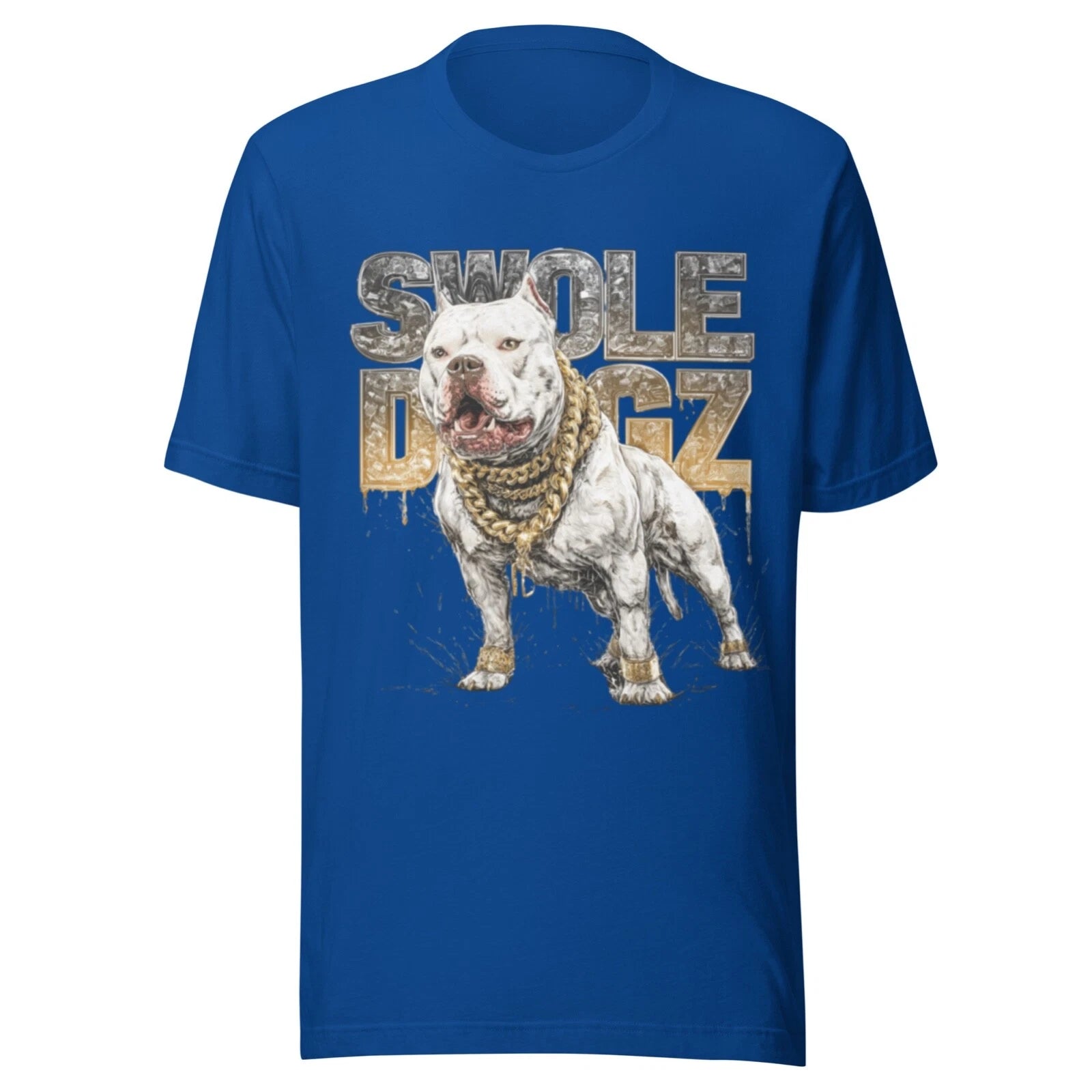 PITBULL BULLY SHIRT DOG VINTAGE - RUDE DOGS - SWOLE DOGZ Y2K  - BLUE- REDNOSE