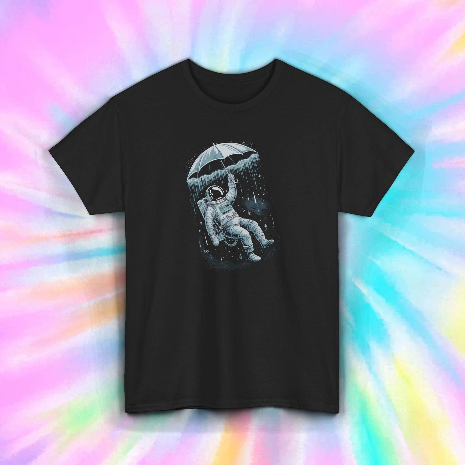 Astronaut Umbrella Shirt Space Surreal Galaxy Art Graphic Tee S-5XL
