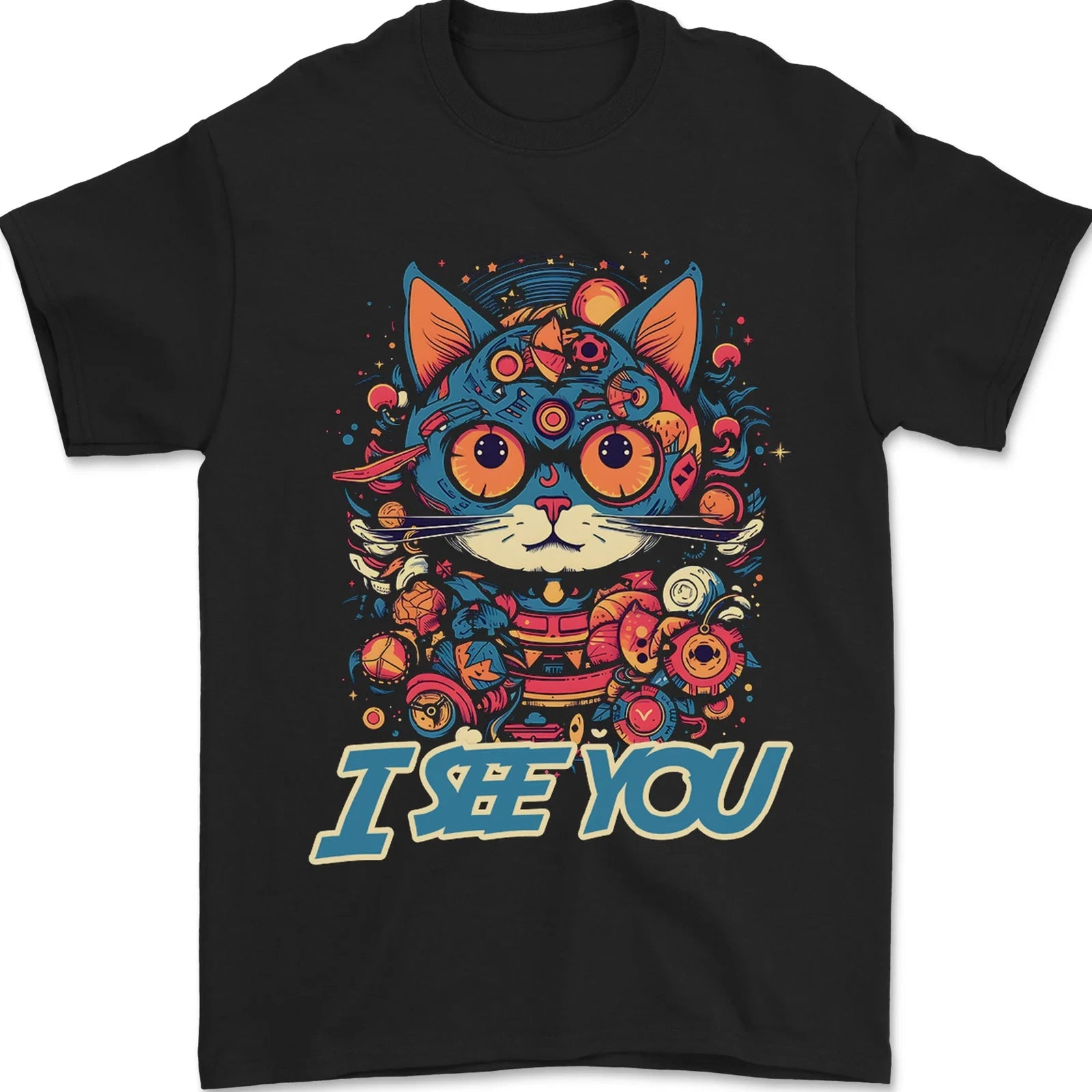 Kawaii Cat Mens T-Shirt 100% Cotton