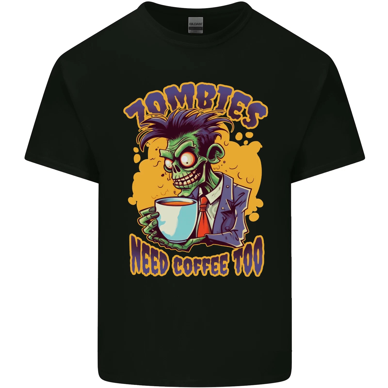 Zombies Need Coffee Too Funny Mens Cotton T-Shirt Tee Top