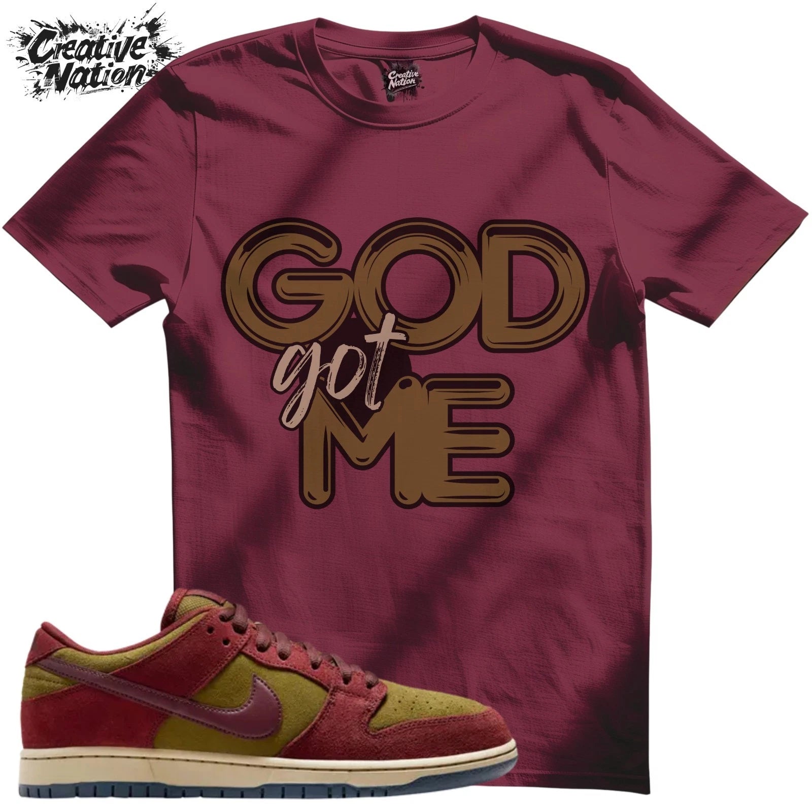 Shirt To Match SB Dunk Low Dark Team Red Olive Flak Unisex Tee GOD Got Me Shirt