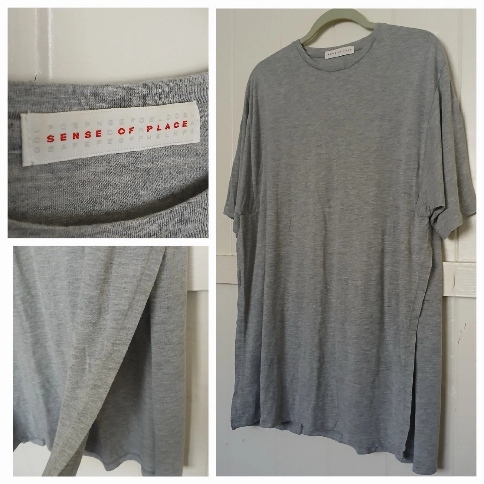 Sense of Place T-Shirt by Urban Research  Japan Side Slits Gray Minimalist OS