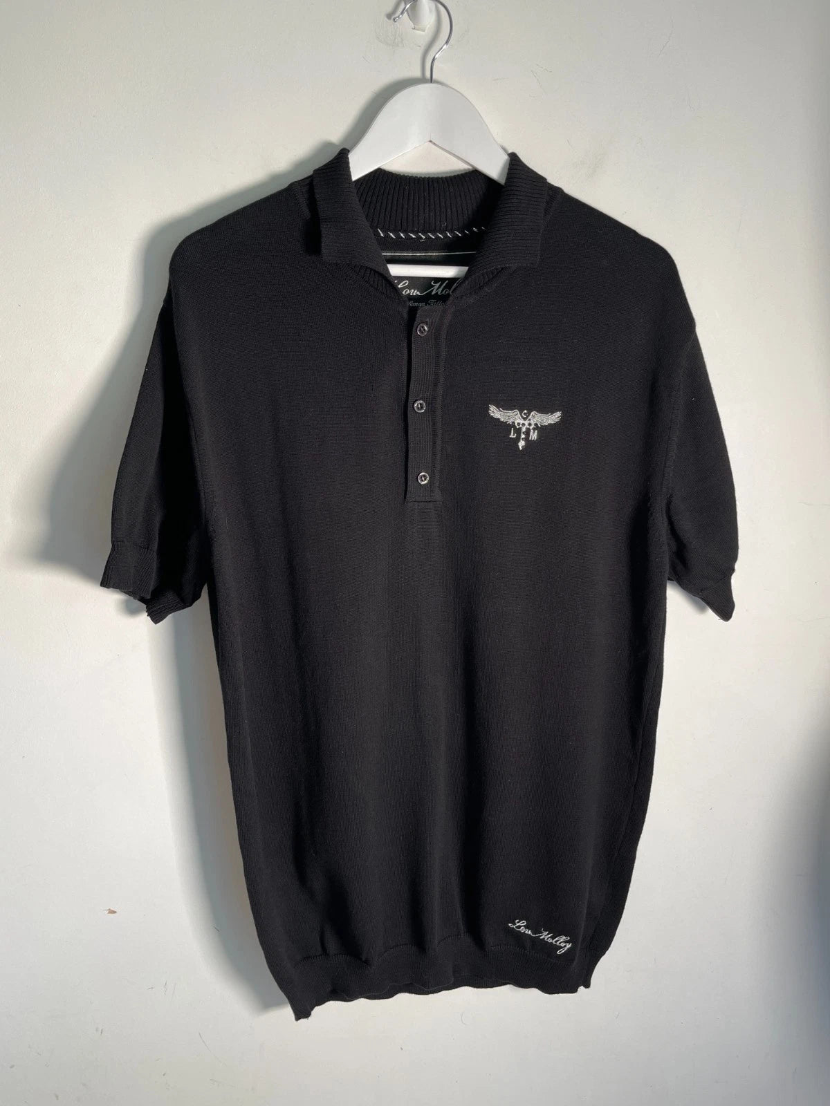Lou Molloy Gentleman Tattooist polo shirt S VGC knit collar top black Y2K 90s