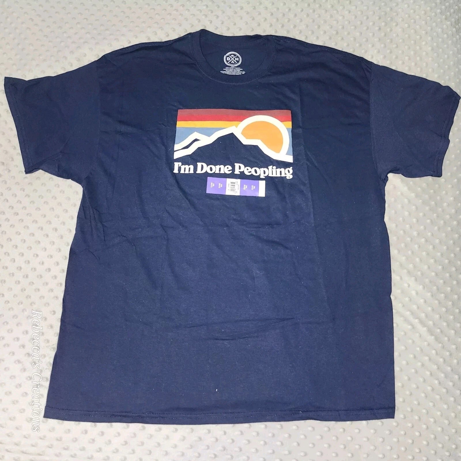 D O M "I'M DONE PEOPLING" Unisex Men's 2XL Blue T Shirt XXL 50/52