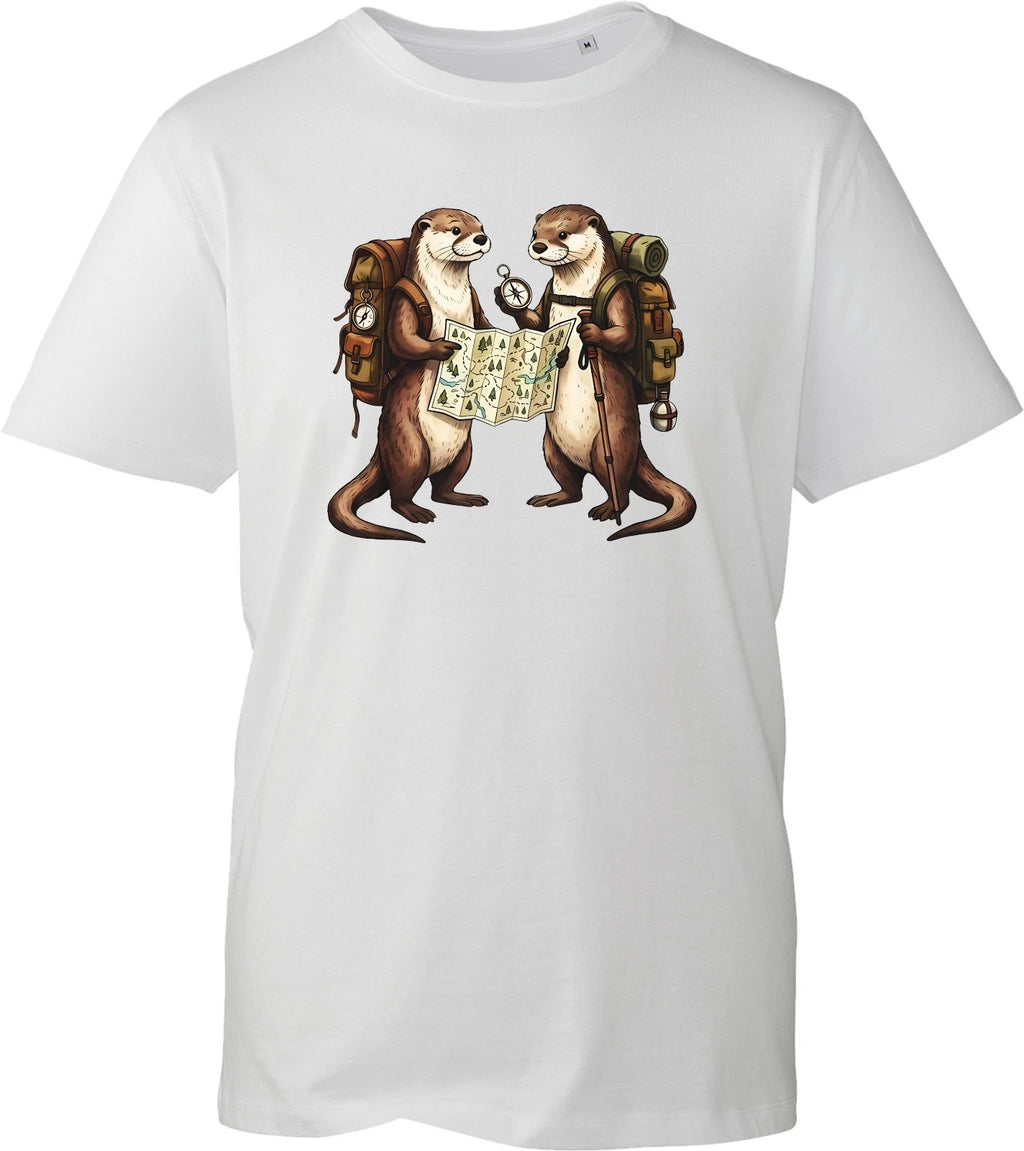 Cute Hiking Otters T-Shirt Funny Camping Nature Tee Mens Womens Outdoor Gift