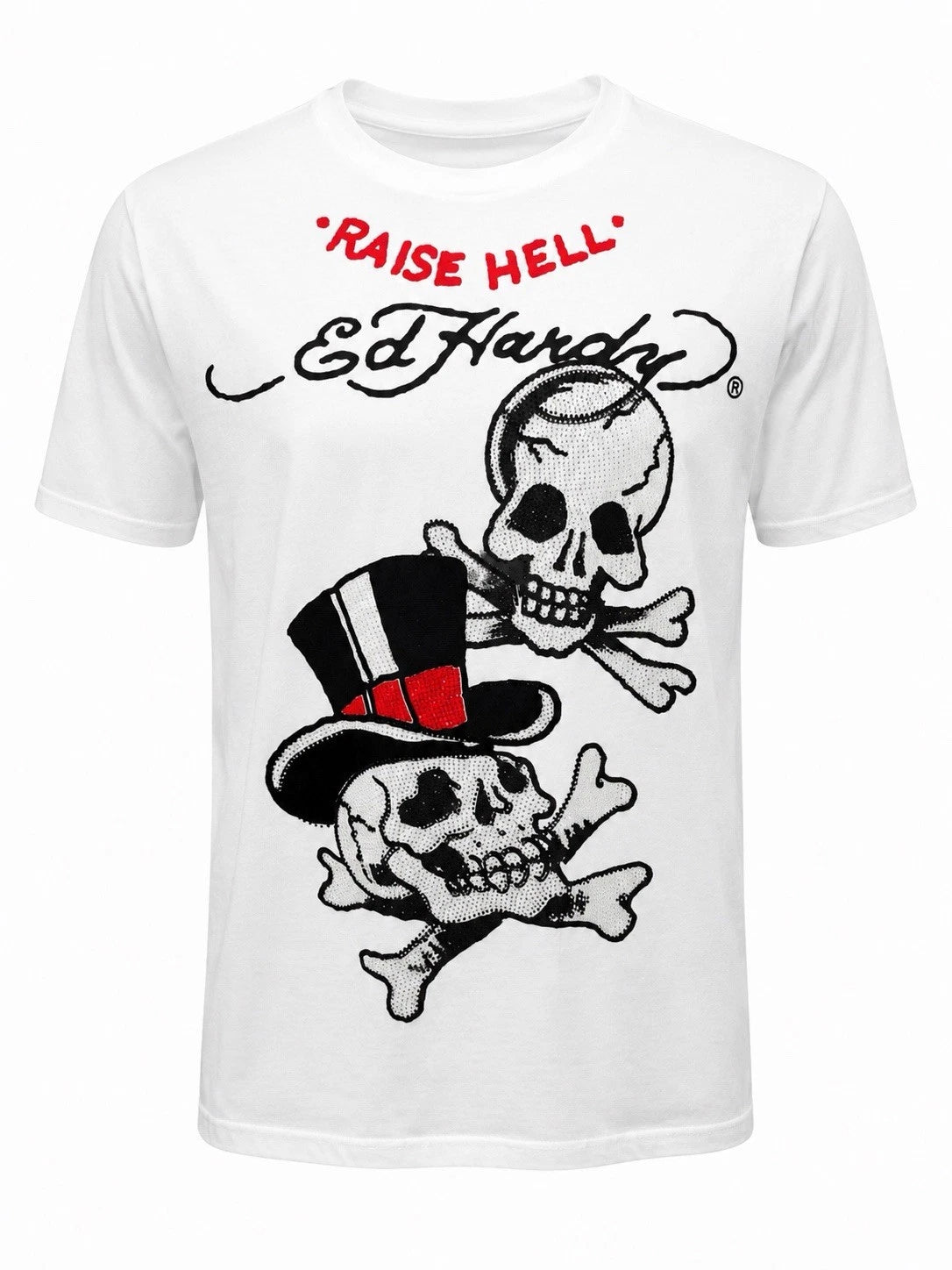 Ed Hardy Raise Hell Skull Rhinestone T Shirt XL BNWT Y2K Christian Audigier