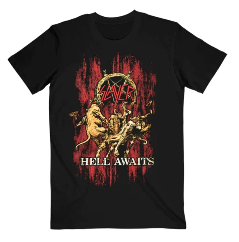 New Authentic Slayer Hell Awaits Album Heavy Metal Band T-Shirt Reign in Blood