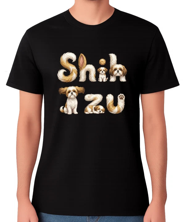 Shih Tzu Dog Typography Unisex T-Shirt Cute Puppy Lover Graphic Tee