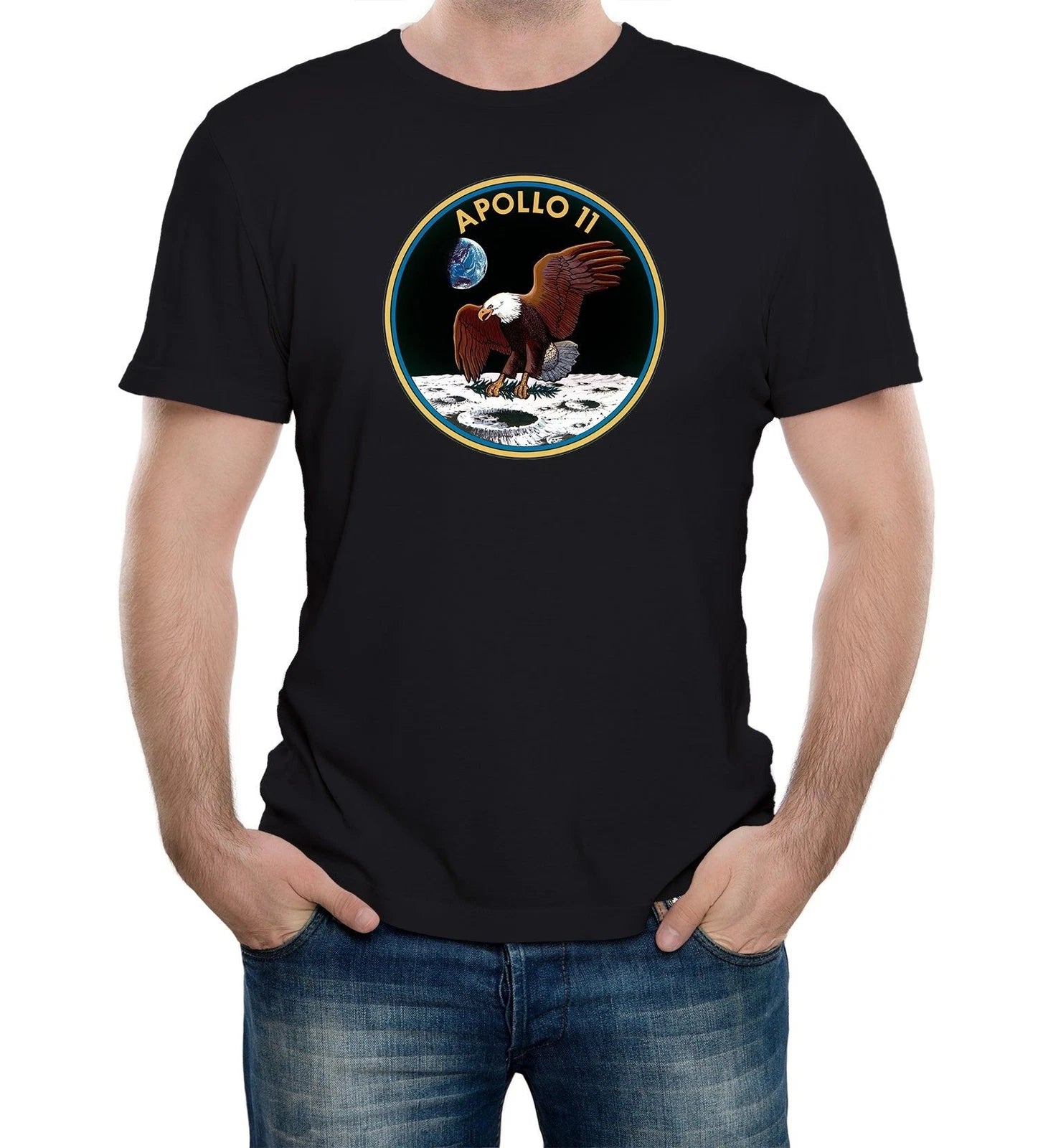 Mens NASA Apollo 11 Mission Crew Badge Logo T-Shirt space science cool