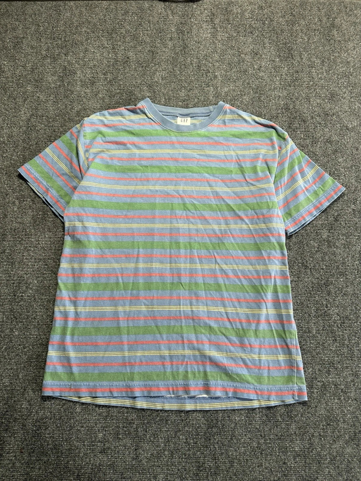 Vintage 90s Y2K Gap Striped Shirt USA 100% Cotton Skater Casual Gray Men’s Large
