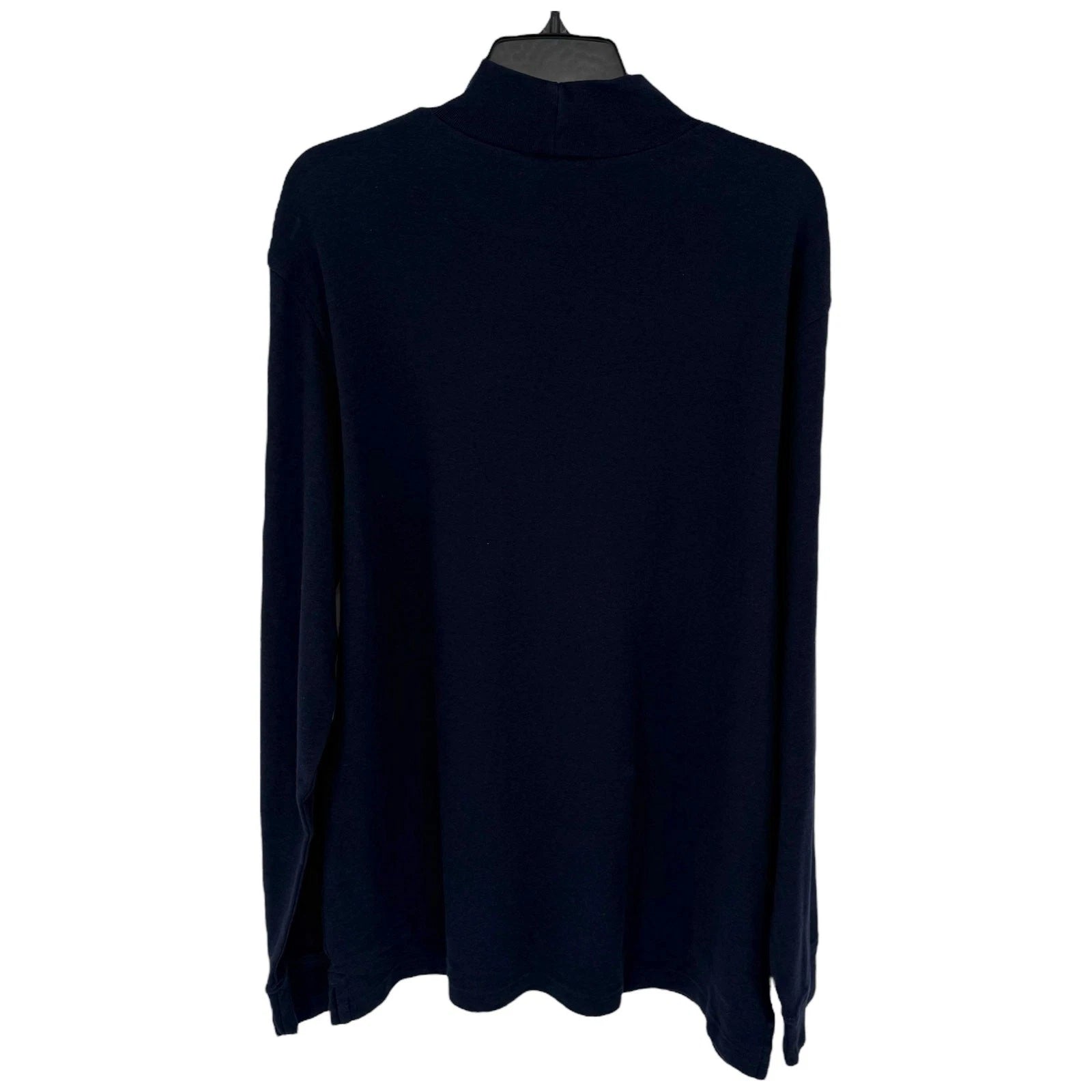90s Y2K VTG Land's End Turtleneck Long Sleeve Shirt Men L Navy Cotton Base Layer