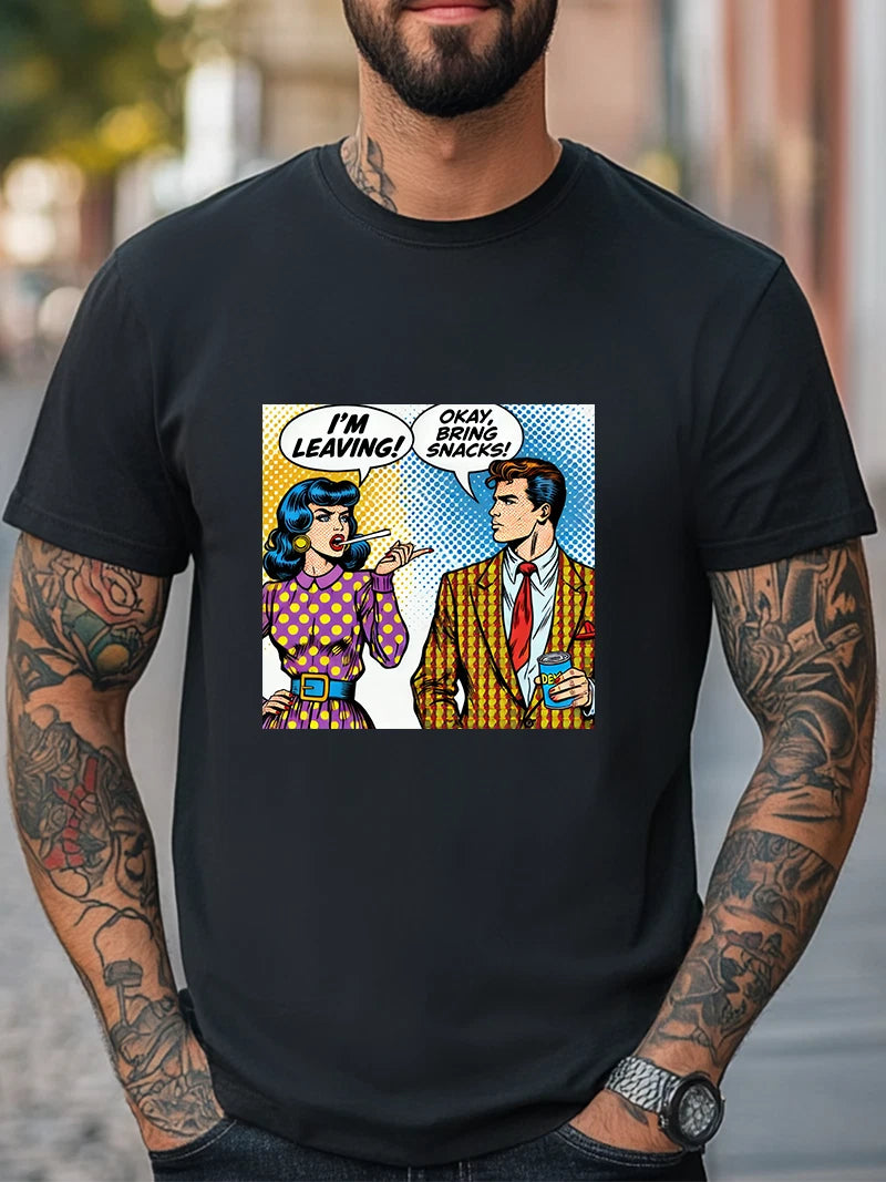 Funny Retro Pop Art T-Shirt " I'm Leaving! "Men Women Unisex T-Shirt Trendy Tee