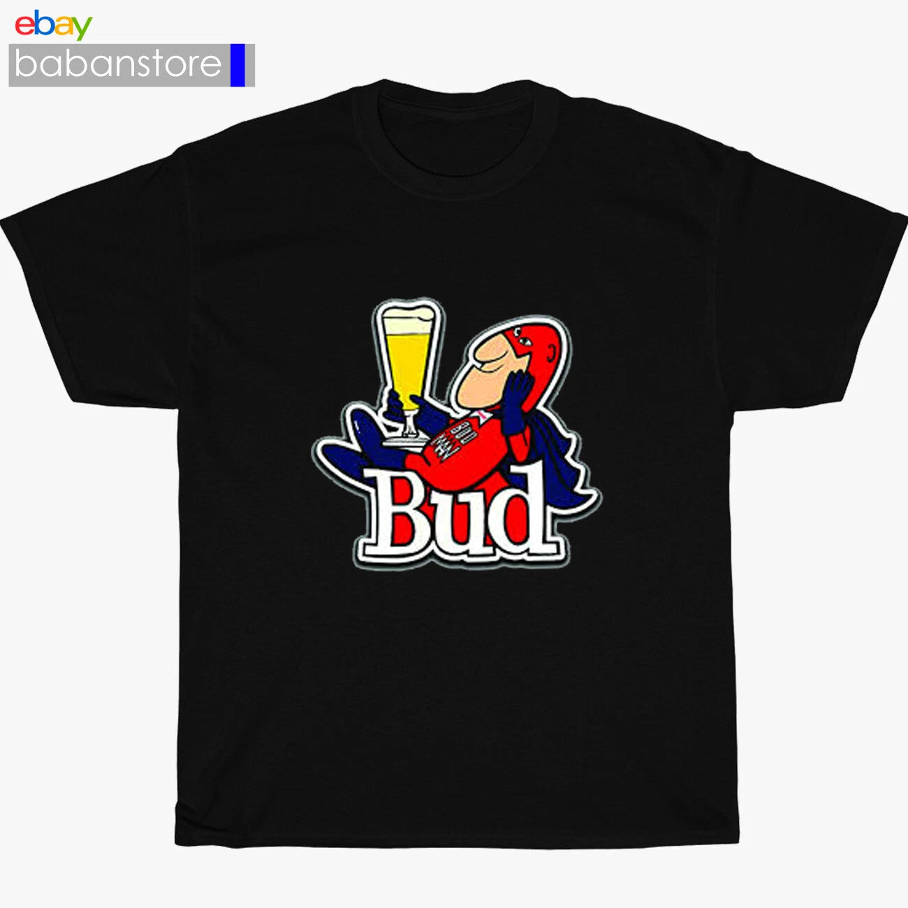 New BudMan Cartoons Bud Man Beer Black/White/Grey/Navy T-Shirt Size S-5XL