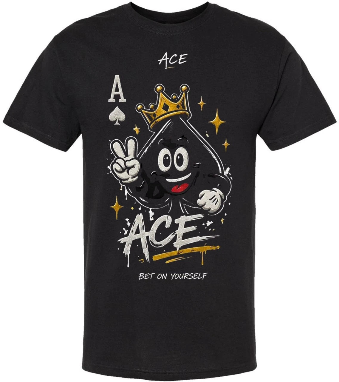Ace King Queen Jack Printed T-Shirt Playing Card Streetwear 100% Cotton Tee
