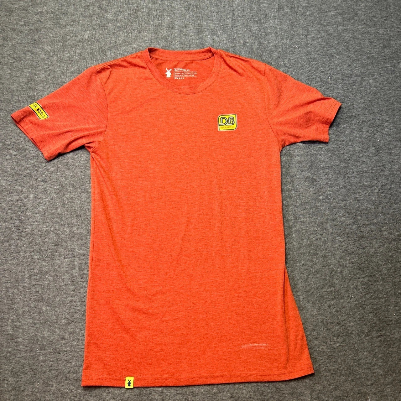 Dutch Bros Coffee Mens Small T-shirt Orange Casual Soft Comfortable