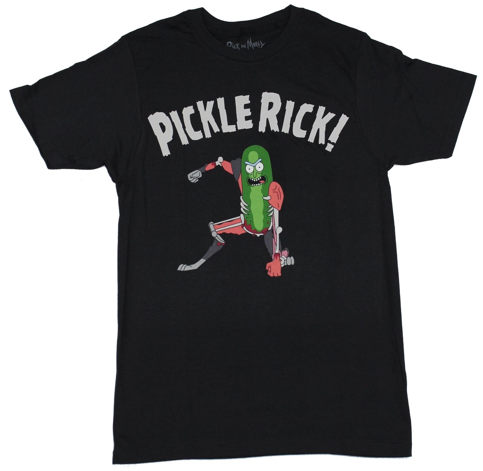 Pickle Rick Adult New T-Shirt - Pickle Rick Exo Skeleton Ready to Fight