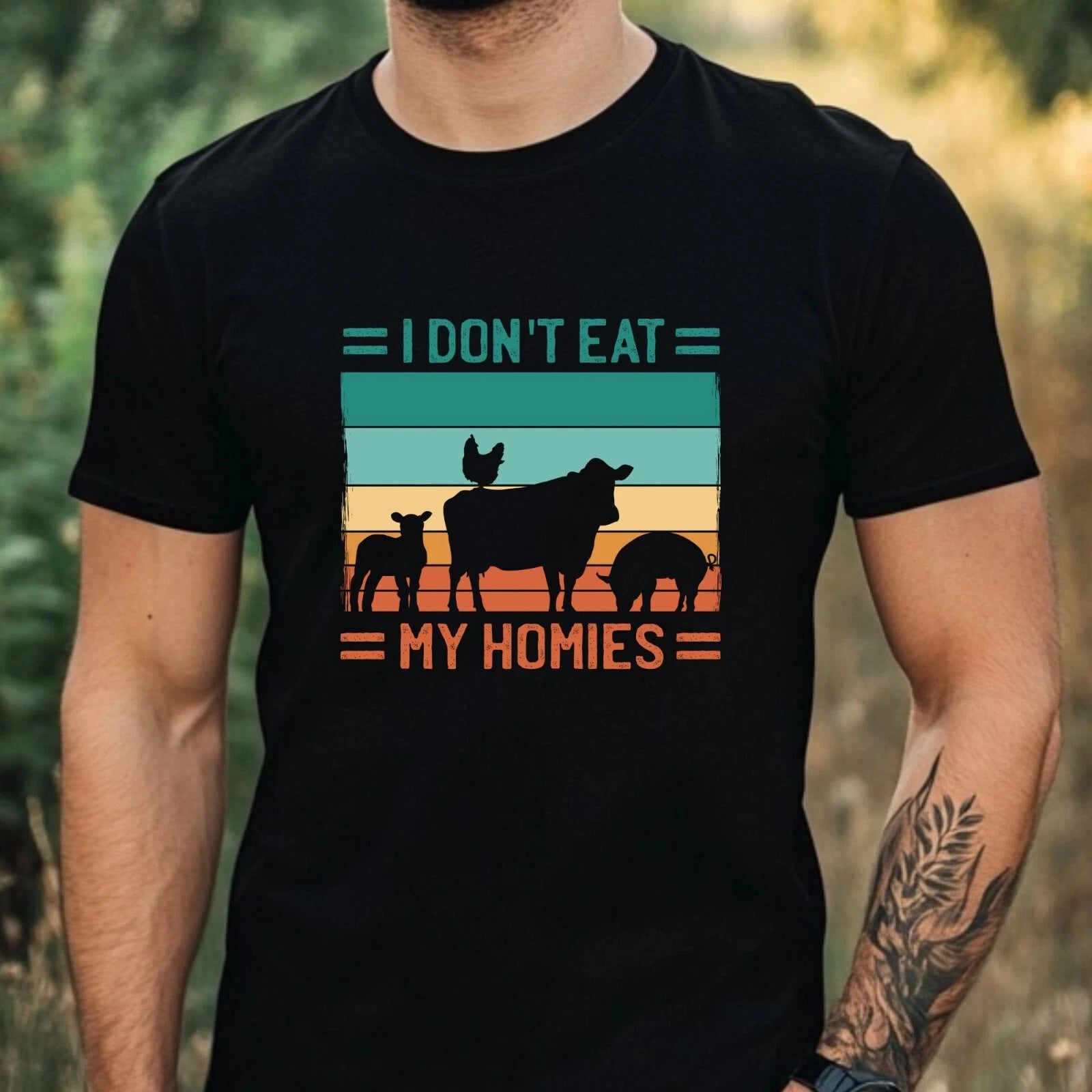 Mens Vegan Print Cotton T Shirt Size XS to 5XL