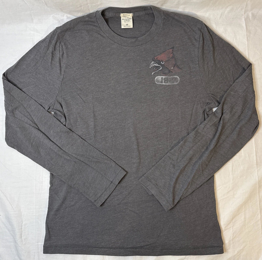 Abercrombie & Fitch MUSCLE Long Sleeve T-Shirt Men’s Medium Charcoal Vintage Y2K