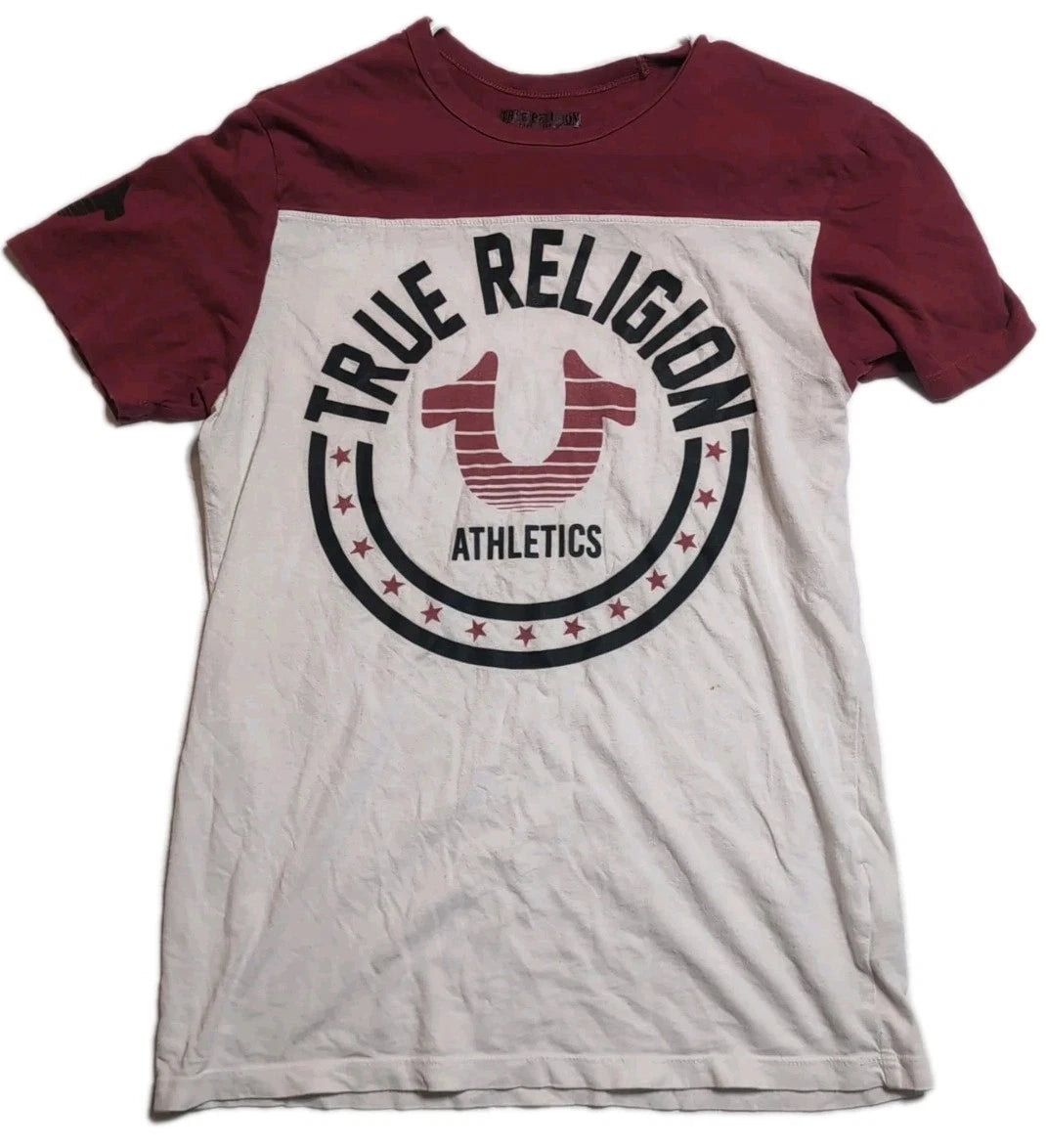 True Religion Athletics Graphic Shirt Men's  Horseshoe Buddha Logo Y2K Blue S