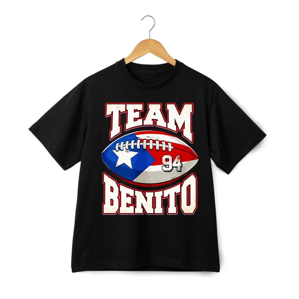 Team Benito 94 Football Graphic T-Shirt Puerto Rico Fan Tee Unisex