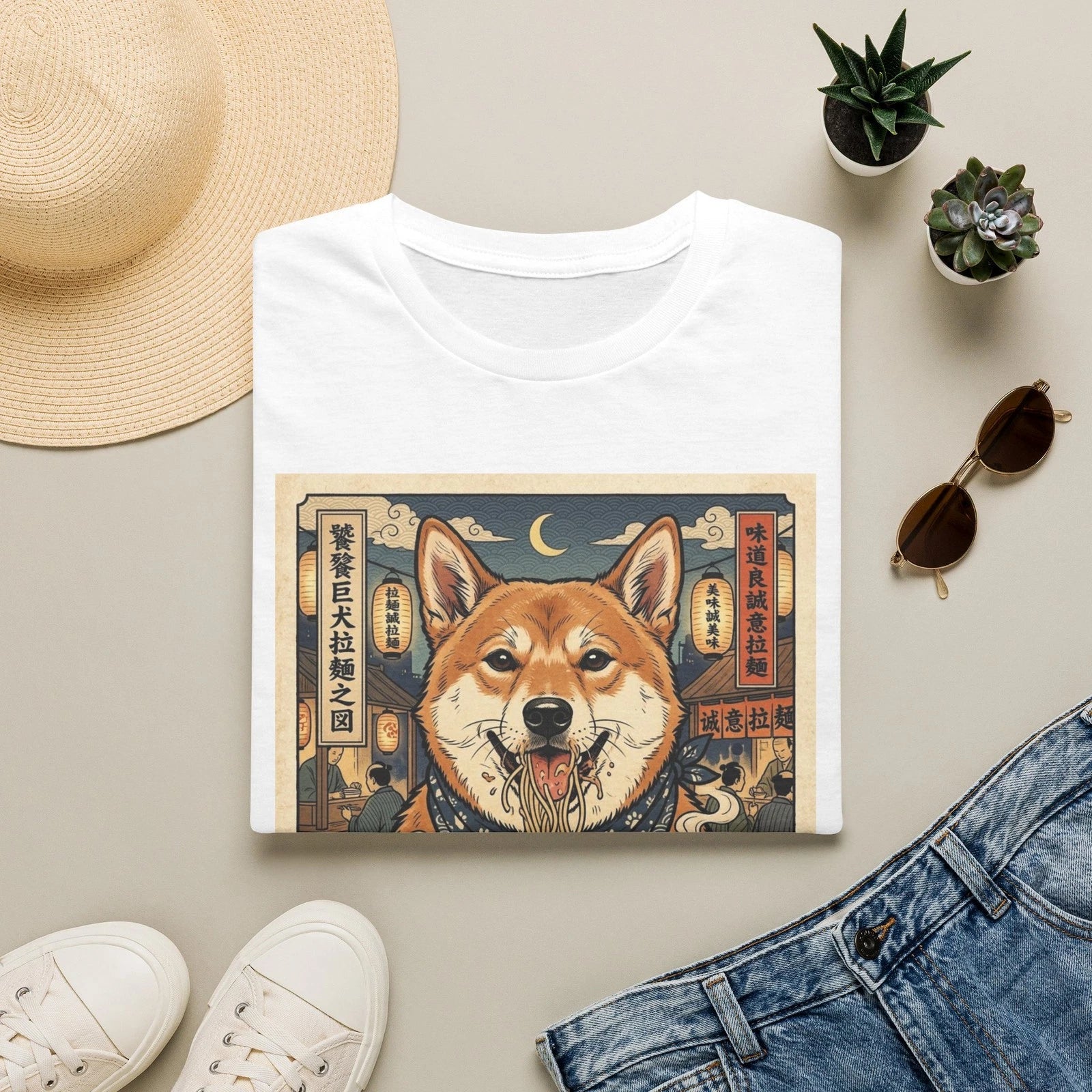 Carolina Dog Ramen Poster T-Shirt | Japanese Dog Art, Fox Inu Tee
