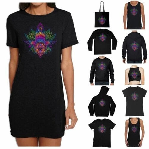 Camisa T De Mandala Hamsa Psicodélica - Boho Hipster Hippie De Yoga Trippy