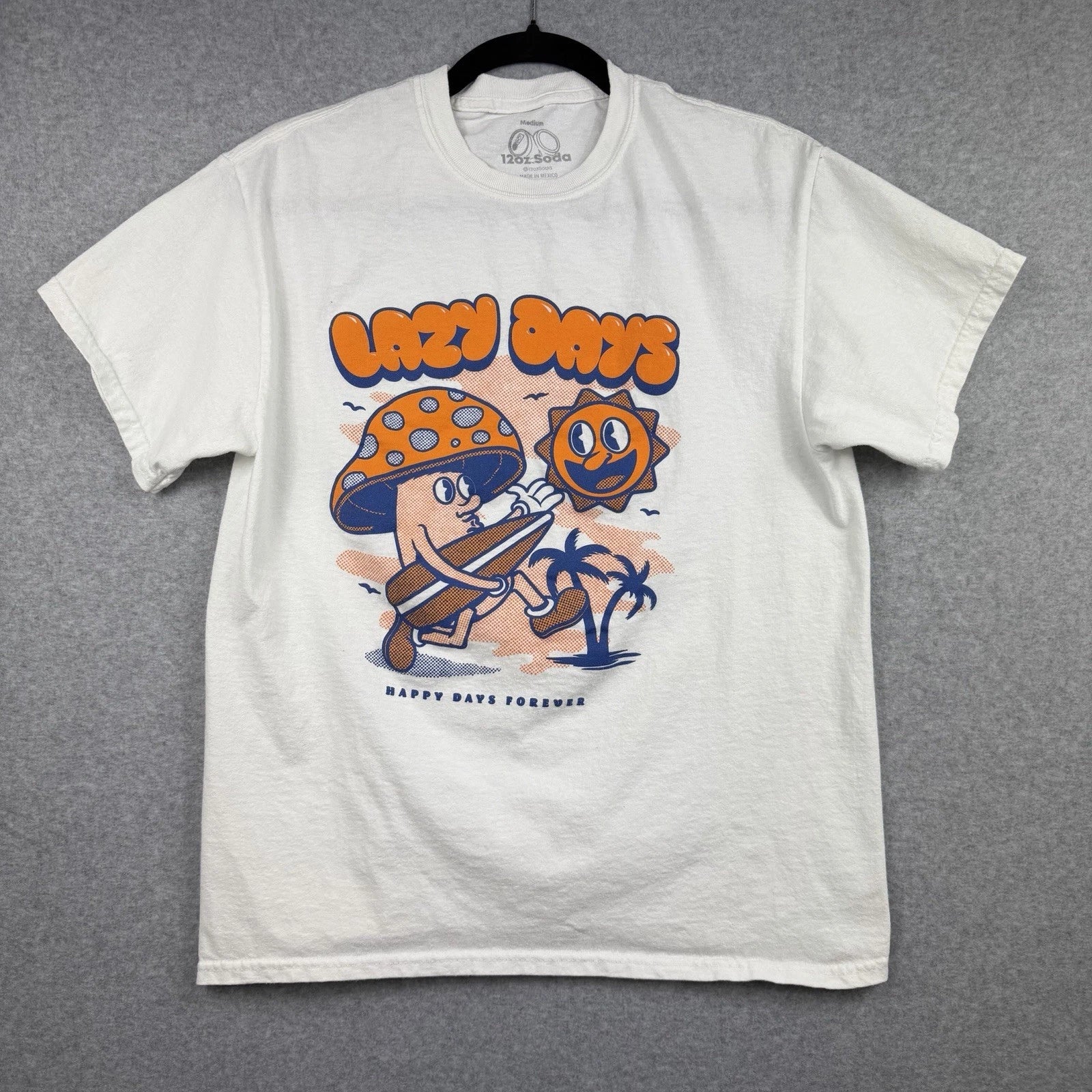 12oz Soda White Lazy Days Graphic T-Shirt