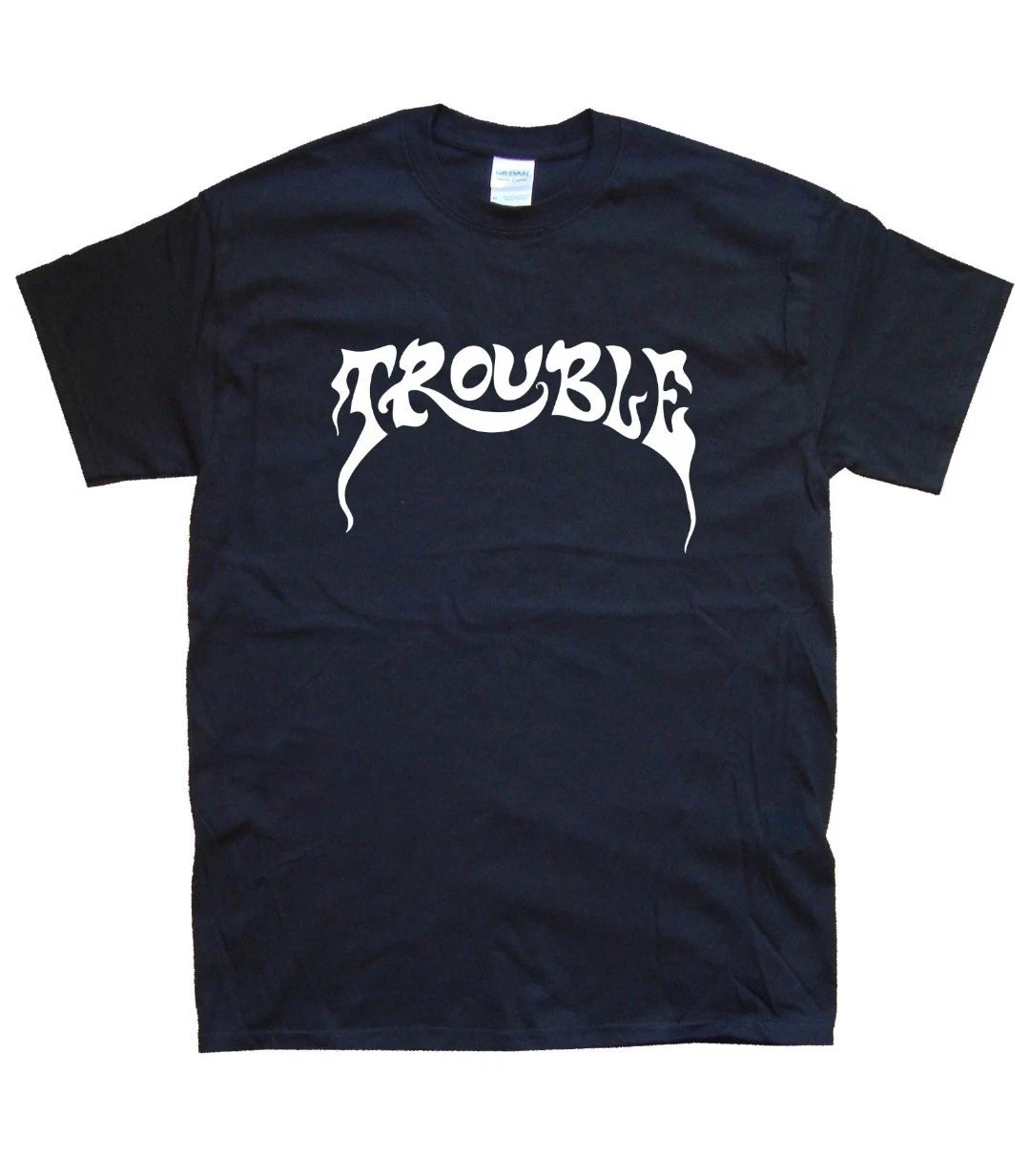 TROUBLE Graphic T-SHIRT sizes S M L XL XXL colours Black, White