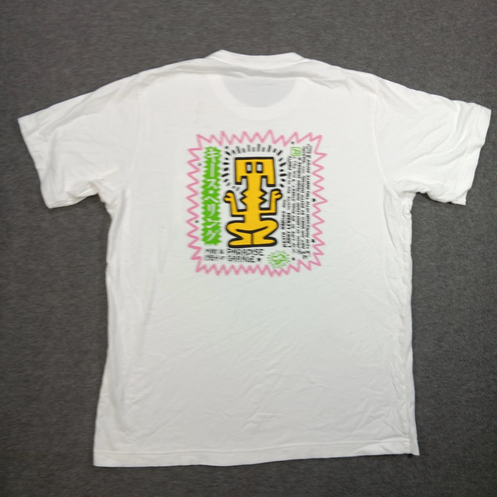 Keith Haring Uniqlo Shirt Mens Large White Pocket Graphic Paradise Garage