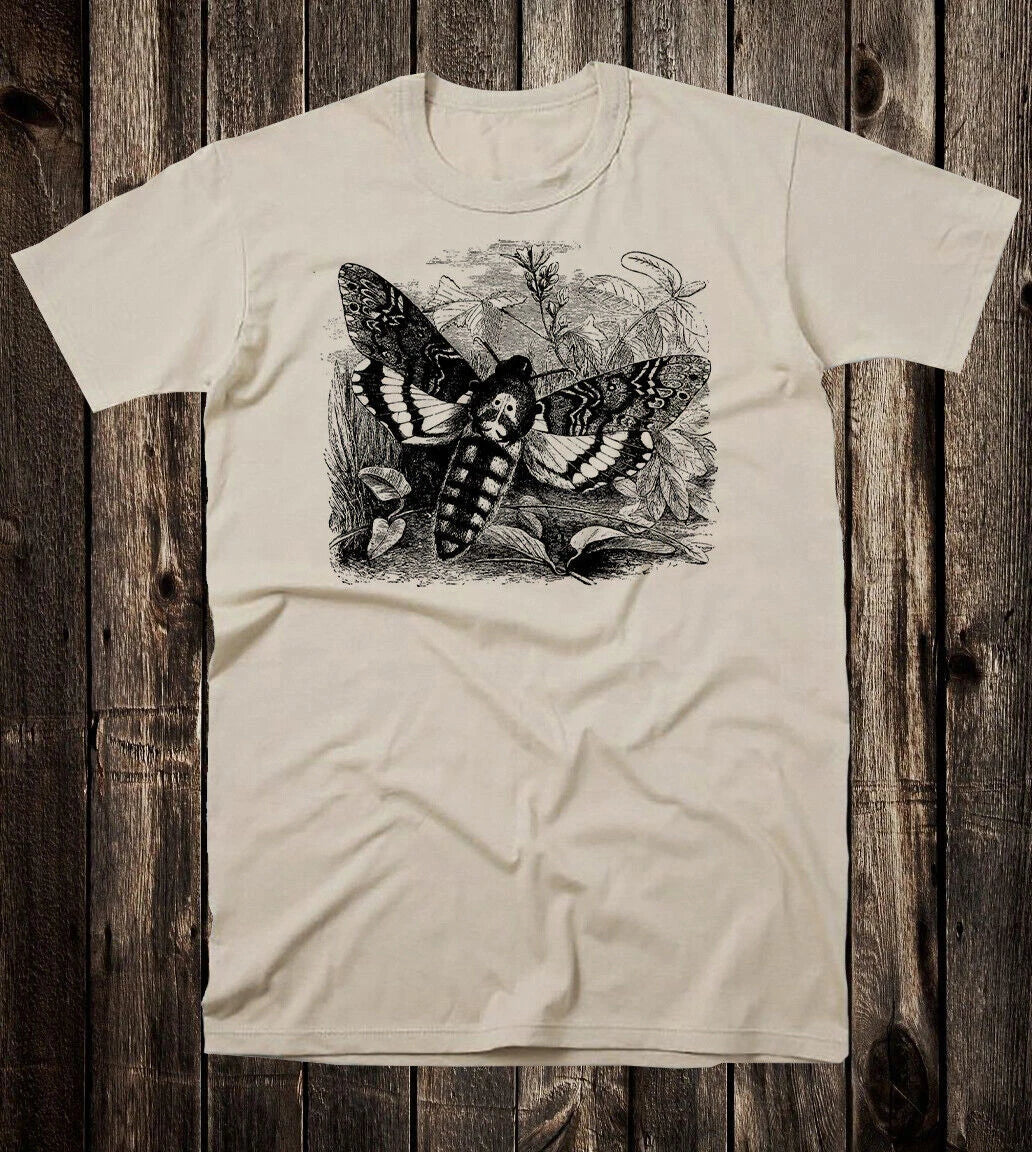 Vintage Style Goth Tee T Shirt Occult Victorian Art Witch Death Moth
