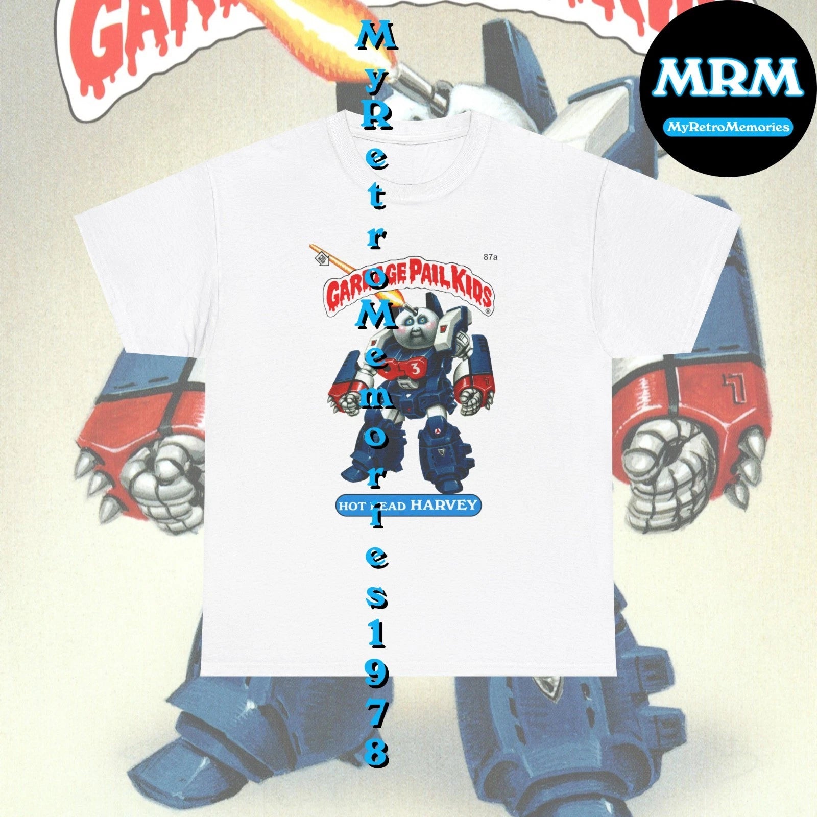 Garbage Pail Kids Hot Head Harvey, Roy Bot T-Shirt 5 Colors S-5XL GPK Retro Tee