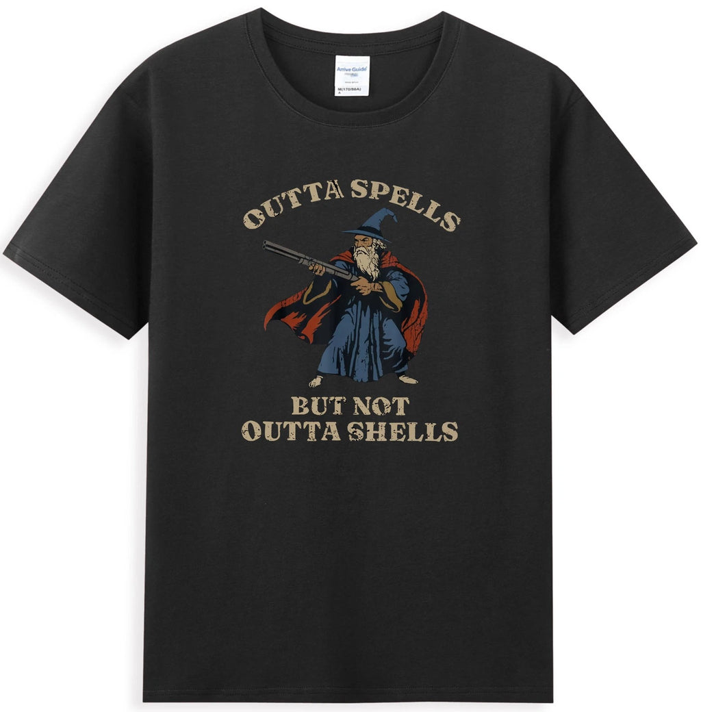 Outta Spells But Not Outta Shells Wizard Fantasy Meme T-Shirt