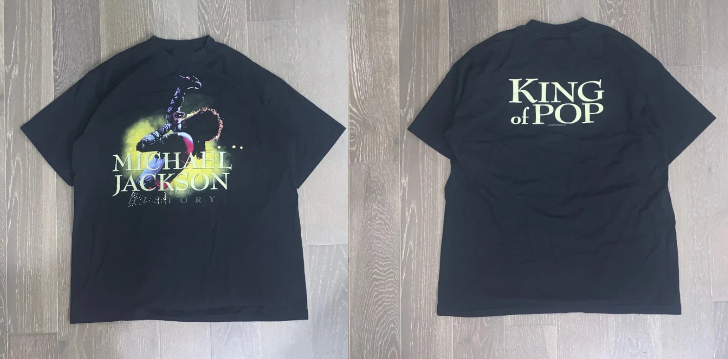 Vintage Art Graphic Tee Michael Jackson King of Pop Music Shirt S-5XL