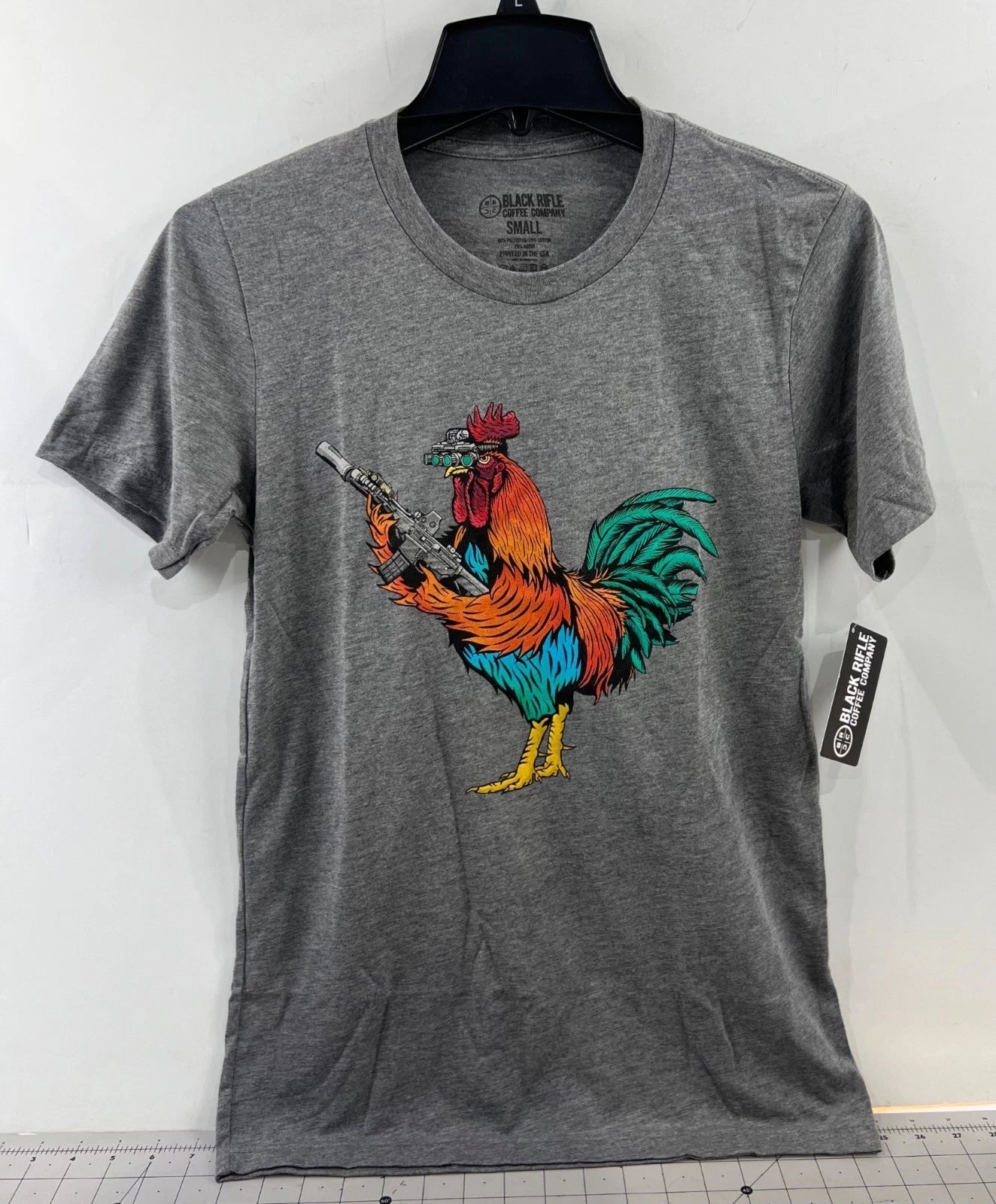 Black Rifle Coffee Company Tacticock Graphic T-Shirt Heather Gray Sz. S Men’s