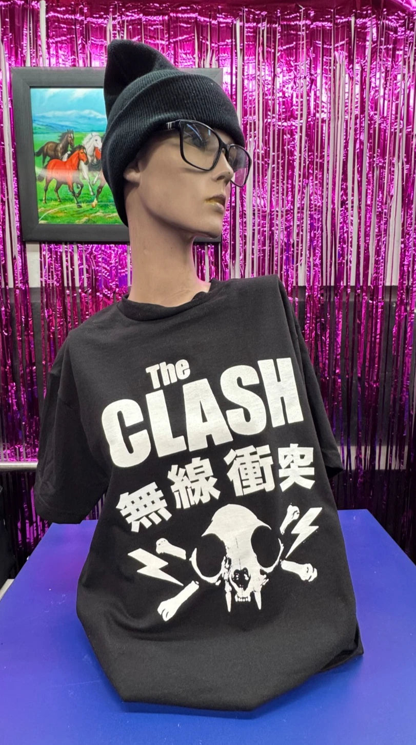 THE CLASH Radio Clash Japanese Cat Skull OG Design T-Shirt *Free Shipping*